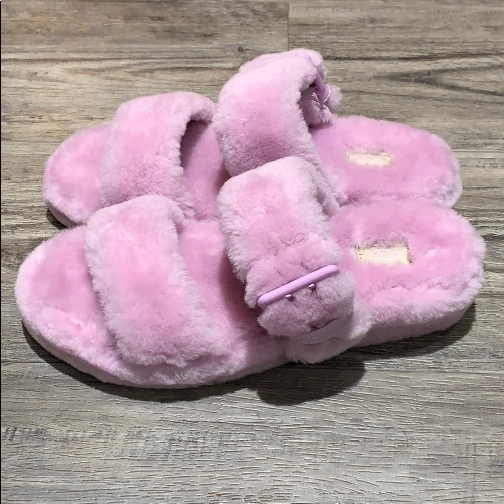 Nib Ugg Pink Fuzz Yeah Slipper Slides No Box - image 3